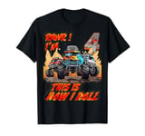 Fun 4 Year Old 4th Birthday Boys Funny Monster Truck Car T-Shirt