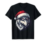 Wolf Santa Hat Xmas Wolf Wild Animals Lover Christmas Pajama T-Shirt