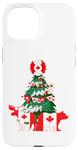 Coque pour iPhone 15 Pull de Noël moche avec drapeau canadien et arbre de Noël