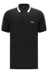 BOSS Mens Paule 2 Slim-fit Polo Shirt in Cotton with Striped Collar Black