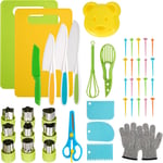 Lot De 46 Kit Cuisine Enfant, Kit Couteau Sécurité De Cuisine Pour Enfants, Couteaux Enfants Cuisine, Couteaux Montessori, Couteau Cuisine Enfant, Pour Couper Et Cuire Des Fruits Ou Légumes, Pain