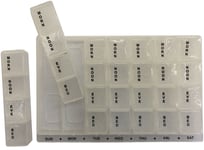 7 Day Pill Box Week Organiser,Compartments,28 Time Plan Boxes Medicine Dispenser