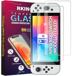 RKINC Verre Trempé [Lot de 2] pour Nintendo Switch OLED, Film Protection écran, Dureté 9H 0,33 mm HD Glass [Garantie à vie][sans Bulles d'air][Résistant aux rayures]