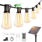 Torkase Guirlande Lumineuse Exterieure Solaire Jardin - Guirlande Guinguette Extérieure 18M 25+2 ST38 LED Ampoules Blanc Chaud Chaîne Lumiere Exterieur pour Patio Terrasse Fête Mariage