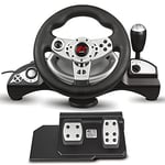 NanoRS RS700 Volant Plage de direction de 270° Vibrations du levier de vitesse de la pédale Volant 8en1 Compatible PS4/PS3/Xbox ONE/PC (X-/D-Input)/Android