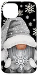 Coque pour iPhone 15 Plus Cool Grey Goth Gnome With Cute Snowflake Pattern For Winter