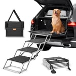 VEVOR Escalier de Voiture pour Chien, Large à 4 marches pour Chien, Rampe de Voiture Pliable pour Chien avec Surface antidérapante, Marche Portable en Aluminium léger pour Voiture, SUV et Camion,