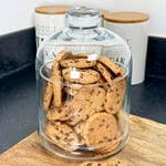 Glass Biscuit Jar With Lid Round Kitchen Snacks Clear Round Cookie Storage Bowl