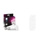 Philips Hue Twin Pack White and Colour Ambiance Smart Bulb Led [E27 Edison Screw] Hue Smart Wireless Dimmer Switch V1