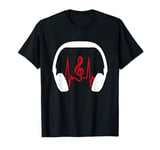 Headphone Treble Clef Music Pulse Frequency Heartbeat Sound T-Shirt