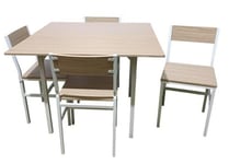 Set Table Carré 100 CM +4 Chaises Jardin en Bois Jardin Chêne 767ds