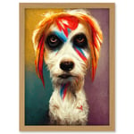 Aladdin Sane Ziggy Stardust Terrier Dog Fun Quirky Painting Artwork Framed Wall Art Print A4