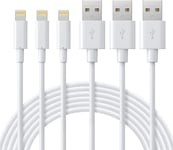 Câble Iphone 1m Chargeur Iphone Lot De 3, Cordon Iphone Certifié Mfi Avec Connecteur Ultra Résistant Compatible Avec Iphone 13/12/11/Se/Xr/Xs/8/7/6 Plus/6s/5/Air/Airpods-Blanc