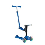 Globber - GO•UP Sporty Lights - Trottinette évolutive 3 Roues avec siège, pour Les Enfants de 15 Mois à 6 Ans, Bleu Foncé