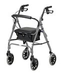 Days Lightweight Folding Four Wheel Rollator Walker with Padded Seat, Lockable Brakes, Ergonomic Handles, and Carry Bag, Limited Mobility Aid, Quartz, X-Small