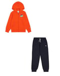 Champion Legacy Play With Graphics B (306913) - Ultra-light Soft Compact Powerblend Fleece Hooded Tracksuit, Multicolor Mandarin Orange/Navy Blue (TNT/NNY), 5-6 years (XS) Boys FW24