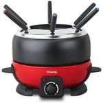 Appareil a fondue électrique rouge et noir Hkoenig ALP1800 - 6 personnes - 2L - 800W - Thermostat réglable