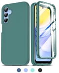 LeYi for Samsung Galaxy A15 4G/5G Case: and Built-in Screen Protector, 360 Full Body Protective Rugged Bumper Cover Heavy Duty Shockproof Soft Phone Case for Samsung A 15 Green