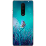 OnePlus 8 Transparent Mobilskal Blå fjäril