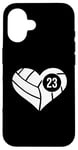 Coque pour iPhone 16 Maillot de volleyball avec cœur numéro 23 Team Mom