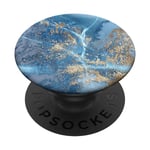 PopSockets Effet-Marbre-Bleu-Or - Motif-Marbré-Bleu PopSockets PopGrip - Support et Grip pour Smartphone/Tablette avec un Top Interchangeable