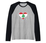 Lebanese Flag Vintage Heart Lebanon Fan Retro Raglan Baseball Tee