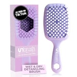 FHI Heat UNbrush Brosse démêlante pour un brossage sans douleur de tous les types de cheveux humides ou secs, poils DuoFlex antistatiques résistants, poignée légère, brosse à cheveux ventilée, lilas