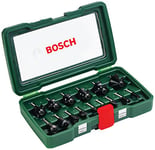 Bosch 15 pièces Ensemble de fraises au carbure (pour le bois, emmanchement Ø 1/4", accessoires défonceuse)