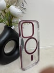 Tech21 EvoCrystal Clear Case For Apple iPhone 14 Pro MagSafe Compatible Burgundy