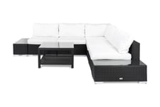 Loungegrupp Bahamas 5-sits 1 Bord 75x75 - 2 Avslut Svart Loungeset & loungegrupp Vit,Svart Comfort Garden