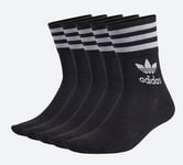 ADIDAS ORIGINALS MID CUT TREFOIL SOCKS MENS WOMENS UK 8.5-10 BLACK 5 PAIRS NEW