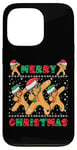 Coque pour iPhone 13 Pro Joyeux Noël Dabbing Gingerbread Men with Xmas Hats