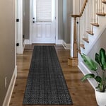 Seavish Kitchen Rugs Large Laundry Room Rug Boho Washable Runner Rug, 2'x8' Black and White Striped Rug Cotton Woven Extra Long Hallway Rug Outdoor Carpet Runner for Entryway Doorway Bedroom