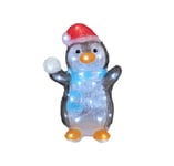 Acrylic Christmas Penguin Light Bright White LED Light Snowball Fight Blue Scarf