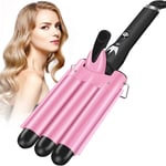 3 Barrel Hair Curler, Pink Hair Waver Curling Iron, Big Wave Hair Crimper Wand