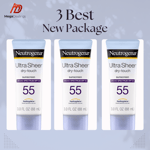 Neutrogena Ultra Sheer Broad Spectrum SPF 55 Dry-Touch Sunscreen 88ml 3x pack