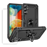 Case for Samsung Galaxy A24 Strong Phone Cover Magnetic Ring Holder + Black