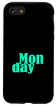 Coque pour iPhone SE (2020) / 7 / 8 Bleu sarcelle Aqua Monday Days Of The Week Teal Aqua Graphic