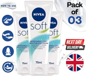 3 x NIVEA Cream Soft 75ml Tube - Smooth, Soft Skin with Gentle Moisturizer