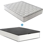 Dagostino Home - Ensemble 140x190 Matelas Mousse - H25 Cm + Lit Coffre - Blanc