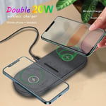 40W Wireless Fast Charger Dual Mat For Apple Air Pods iPhone Samsung Huawei UK