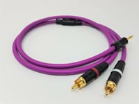 Van Damme Pro RCA Phono to 3.5mm Stereo Mini Jack  Aux Cable Lead Purple 1m