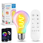 LVWIT Smart Filament Light Bulb,Alexa Dimmable LED Color Changing Light Filament Bulb,E27 WiFi RGB Smart Filament Bulb,Compatible with Alexa,Echo,Google Assistant Include Remote Control(6.3W,470LM)