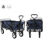 ISE Chariot de Jardin de Plage 4 roues Pliable,Remorque de transport à Main extérieur avec bâche amovible -90L-360° Roues pivotantes