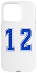 Coque pour iPhone 15 Pro Max Bleu Royal Numéro 12 Équipe Junior Sports Uniforme Numéroté