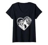 Womens Saint Bernard Mom Dog Art Valentine's Day Heart V-Neck T-Shirt