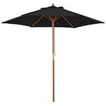 Outsunny Patio Umbrella 84D-056BK Polyester, Wood Black