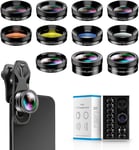 kit d'objectifs Photo pour Smartphone 11 en 1 objectifs iphone, Objectif Grand Angle, Objectif Macro, Objectif Fisheye, Objectif kaléidoscope, CPL, filtres de Couleur, compatibilité Universelle