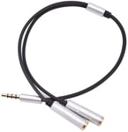 3.5mm Male to Dual 3.5mm Female Mic Audio Y Splitter Aux Extension Cable - 30cm