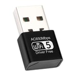 650 Mbps USB WiFi-adapter 5 GHz & 2,4 GHz dubbelbands USB LAN Ethernet-adapter 802.11AC trådlöst nätverkskort Wi-Fi-dongel mottagare för PC-skrivbord bärbar dator